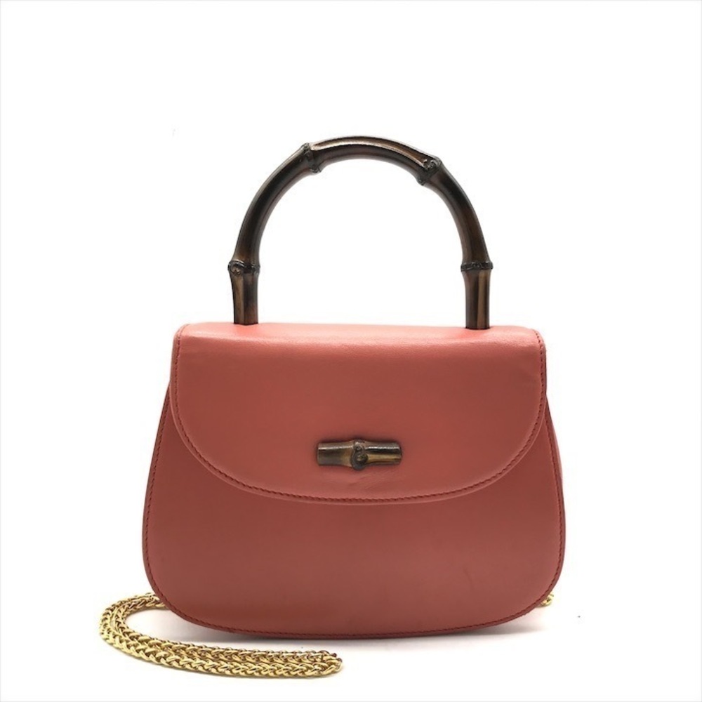 GUCCI Bamboo Hand Chain Shoulder Bag Pink